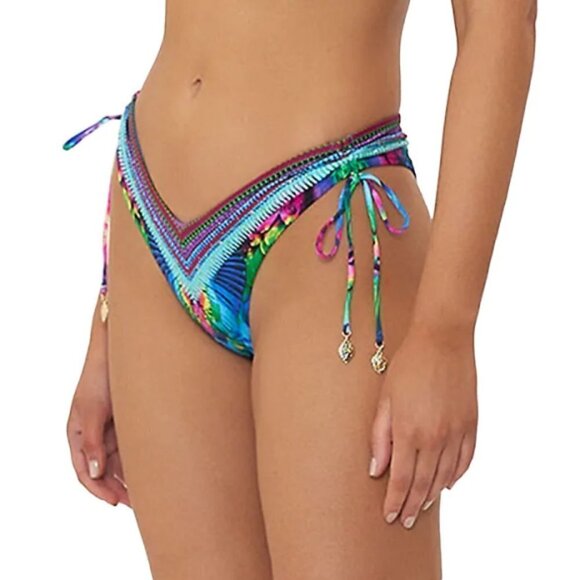 Camilla "Age Of Asteria" Ruched-Sides High-Leg Bikini Bottom, Multicolor - Picture 2 of 3